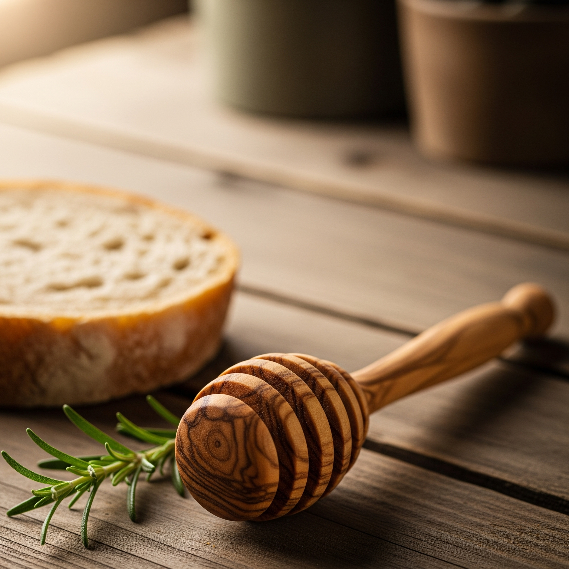 Honigloeffel-aus-olivenholz-auf-dem-tisch