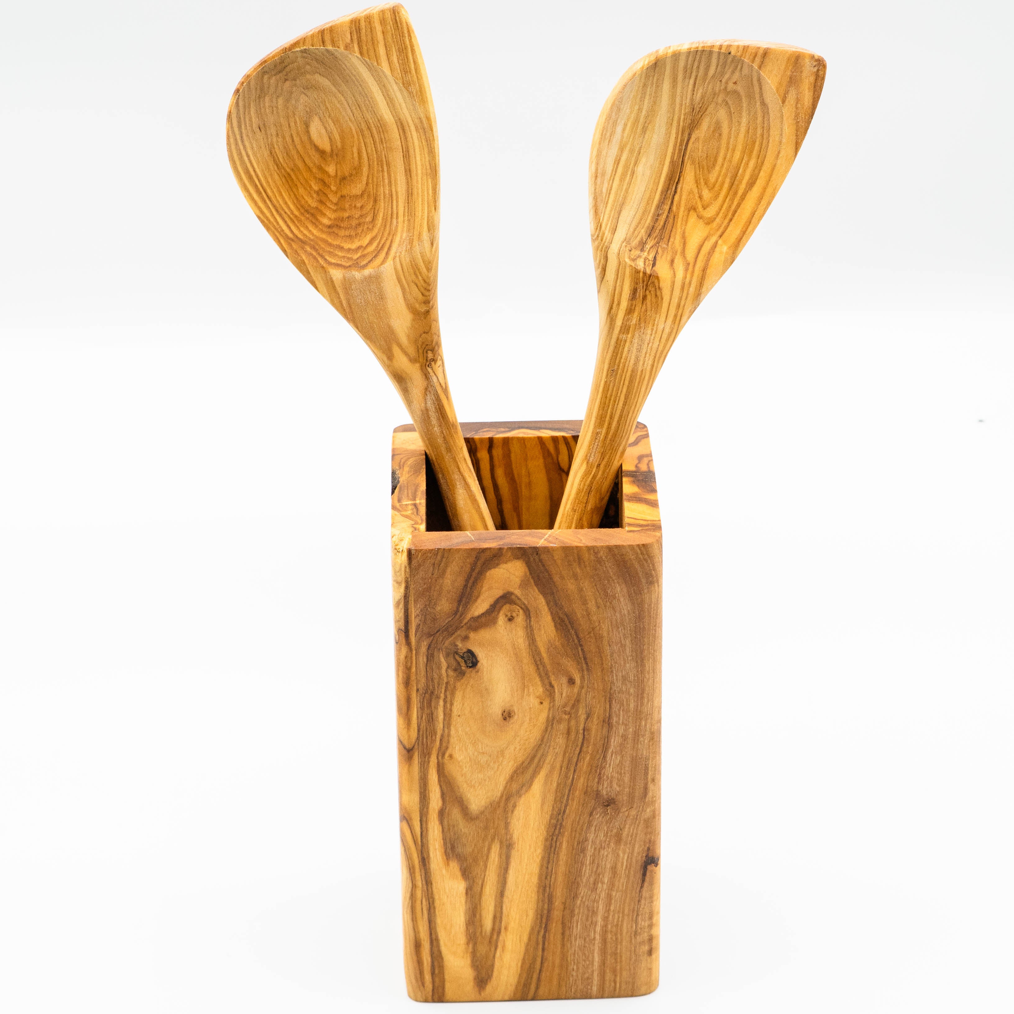 Schräger Kochlöffel mit Spitze aus Olivenholz