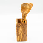 Schräger Kochlöffel mit Spitze aus Olivenholz