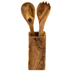 Massiver Besteckhalter aus Olivenholz