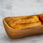 Rustikale Baguetteschale aus Olivenholz