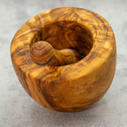 Mörser mit Stössel mit glattem Rand aus Olivenholz