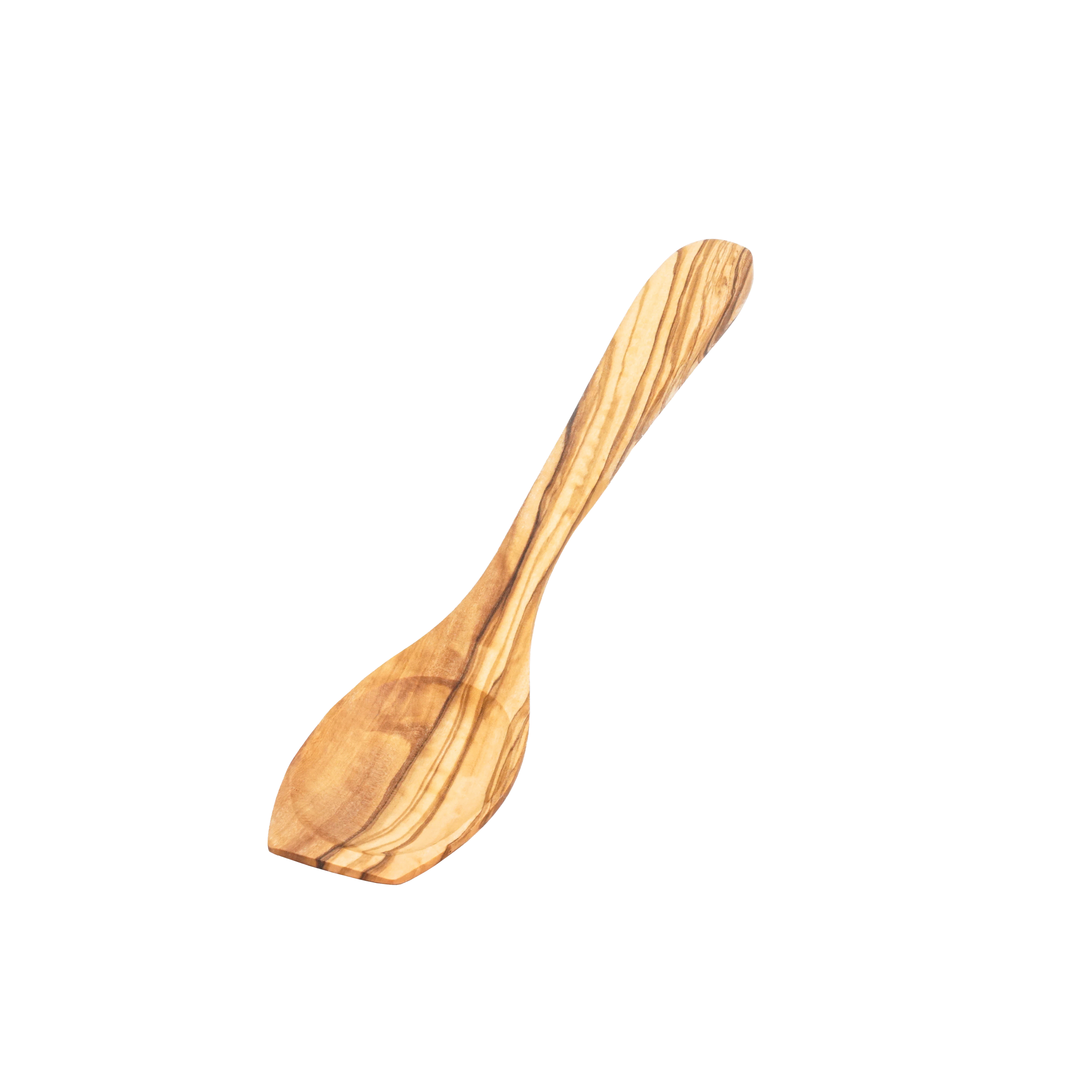 Semi-Ovaler Kochlöffel aus Olivenholz mit natürlicher Maserung, handgefertigt in Tunesien - Baati Olivenholz

