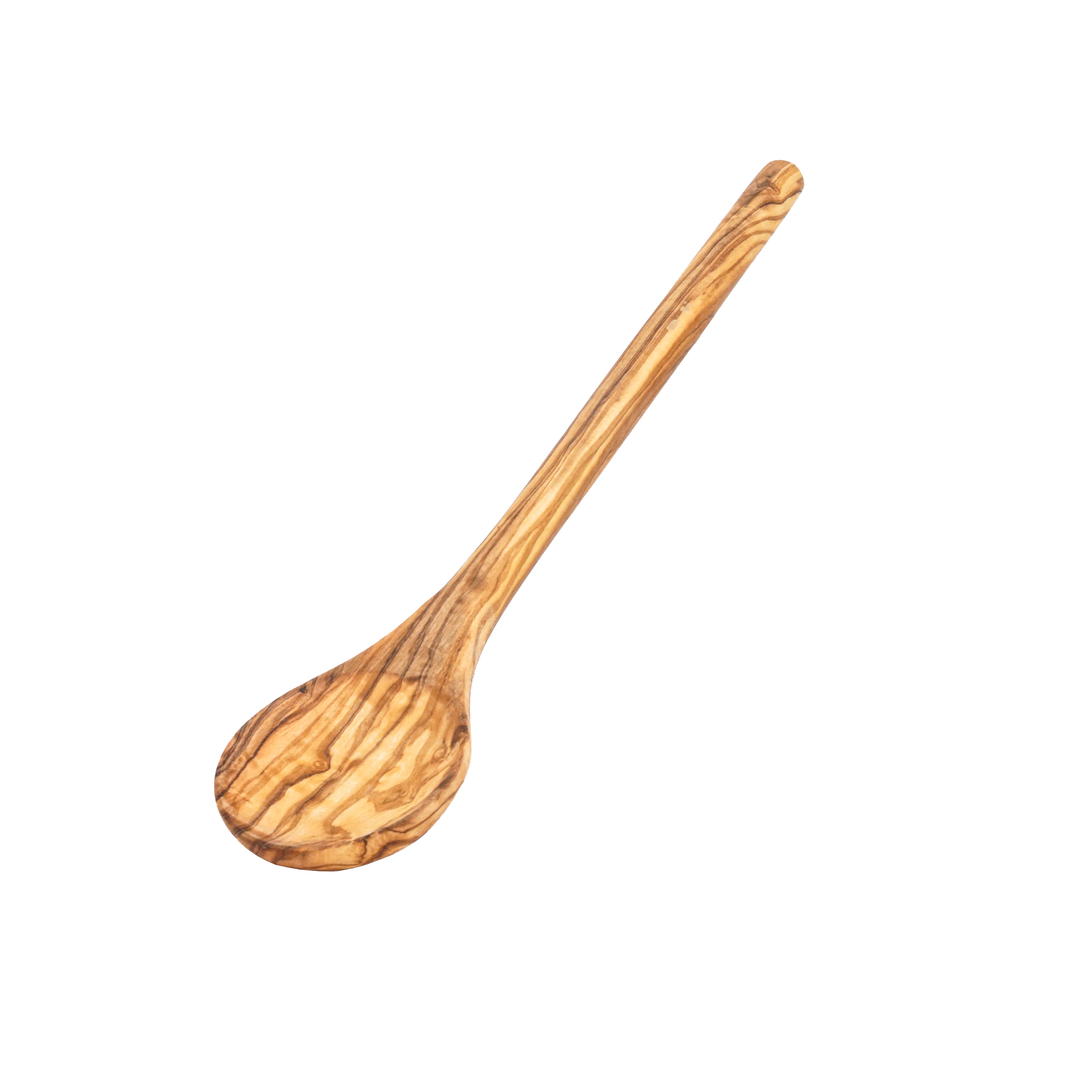 Runder Kochlöffel aus Olivenholz mit natürlicher Maserung, handgefertigt in Tunesien - Baati Olivenholz

