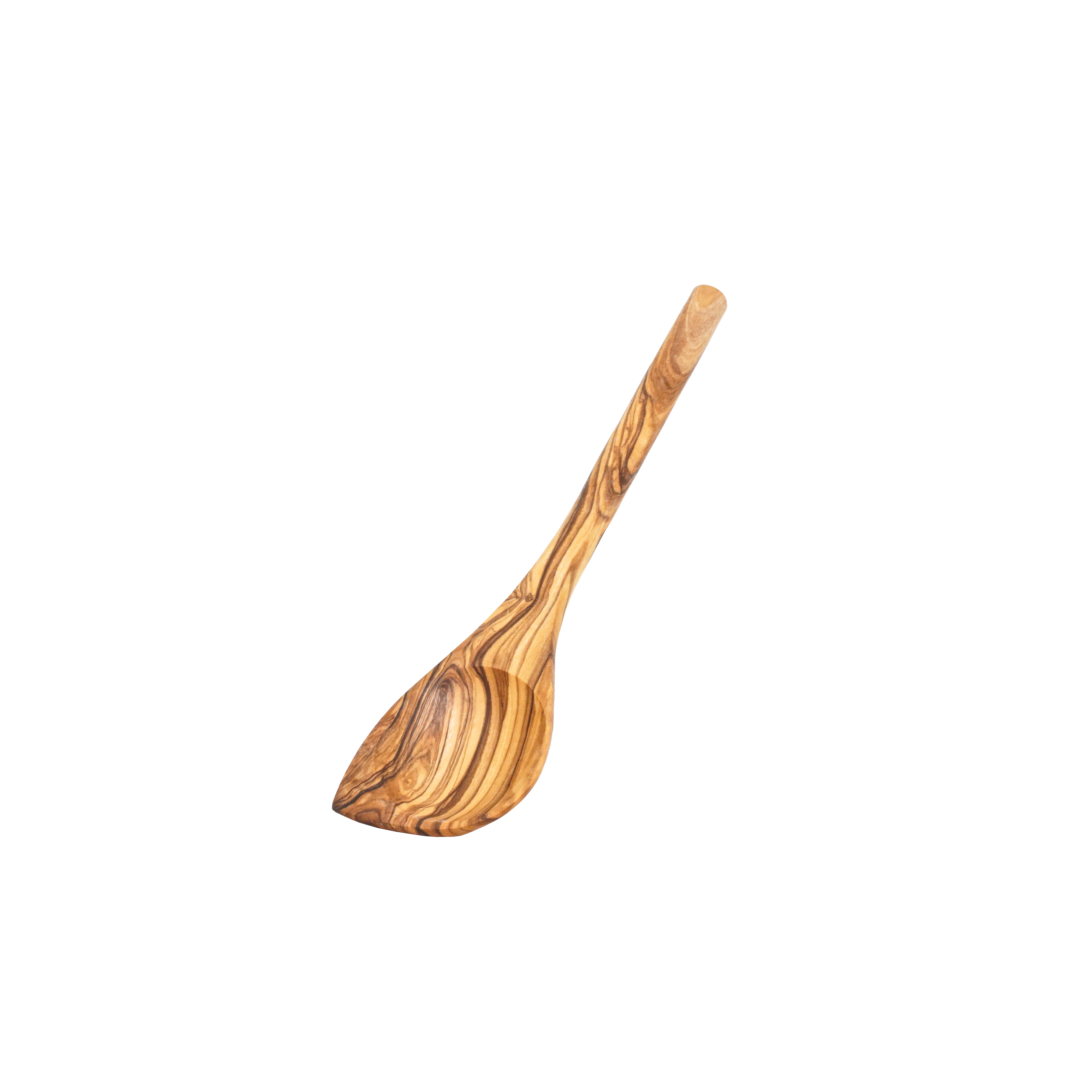 Schräger Kochlöffel aus Olivenholz mit natürlicher Maserung, handgefertigt in Tunesien - Baati Olivenholz