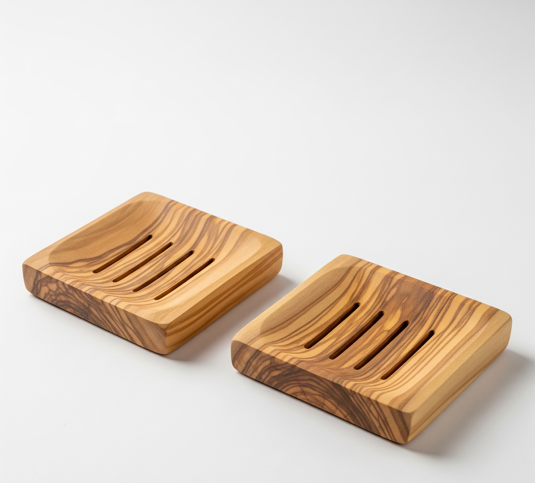 Zwei Seifenschalen von Baati Olivenholz